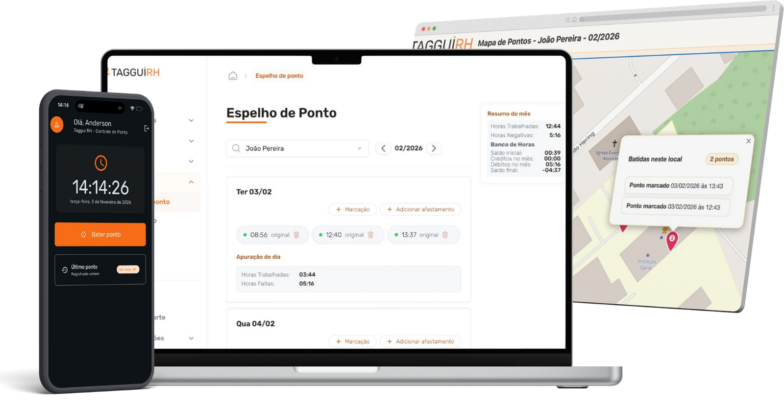Dashboard Taggui RH - Controle de ponto eletrônico com geolocalização